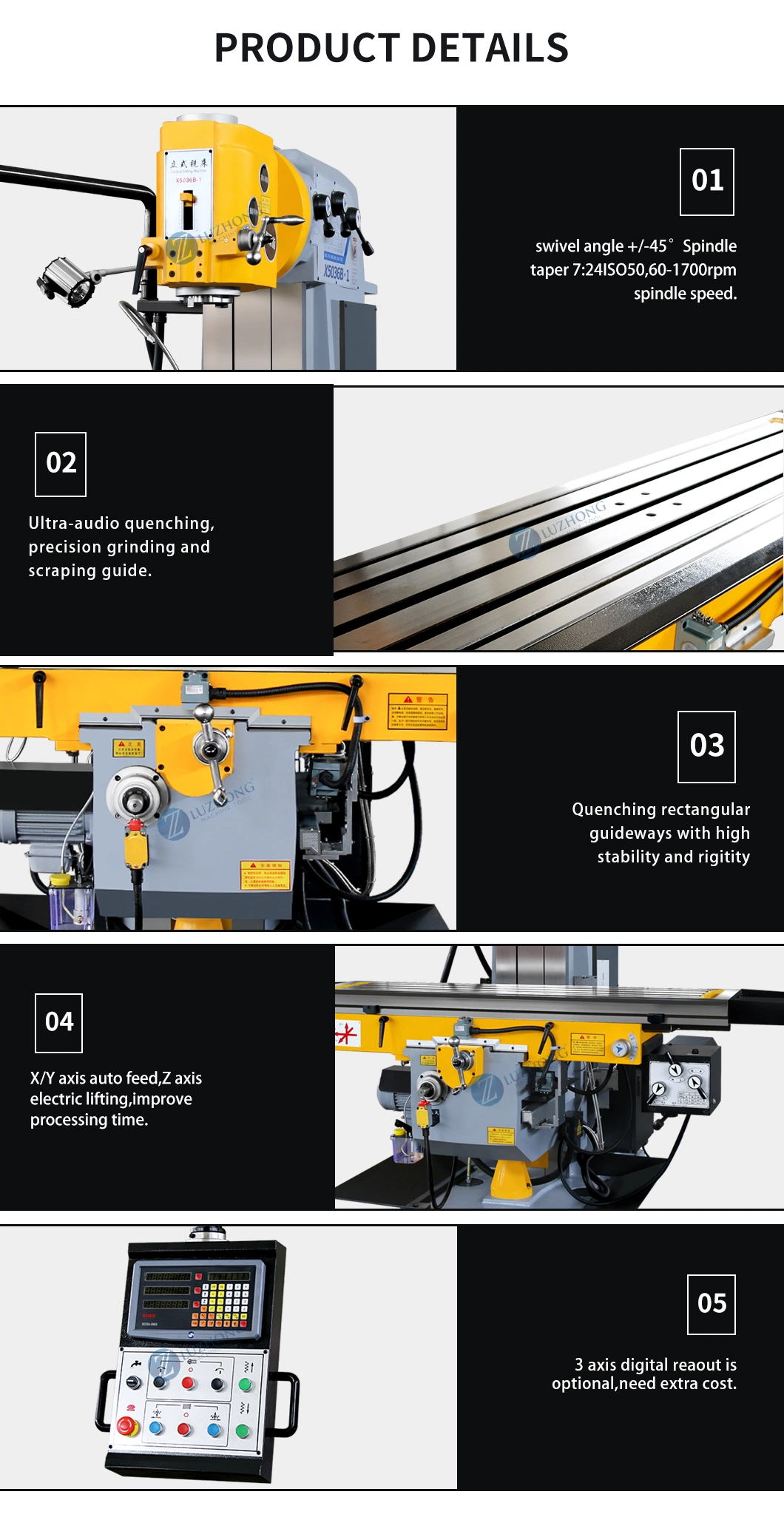 Machining Lathe X5036b-1 Universal Manual Vertical Milling Machine