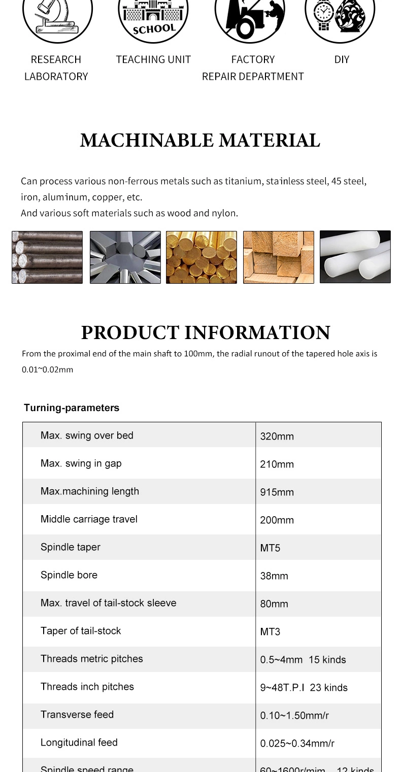 Multi-Purpose Mini Lathe and Milling Machine Manual Lathe Drill Mill Combo Mini Bench Lathe Machine CT915